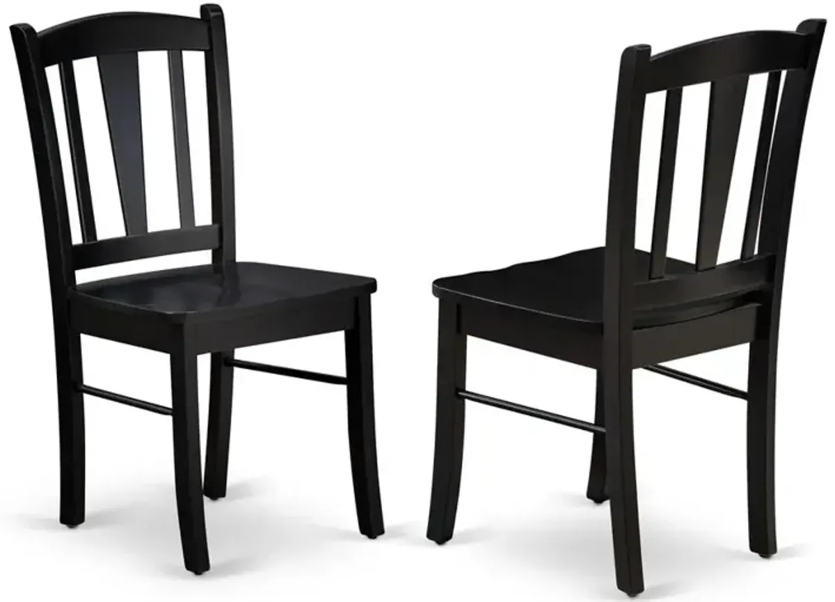 East West Dublin Chair with Wood Seat in Black Finish - Set of 2