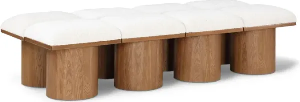 Meridian Furniture Pavilion Cream Boucle Fabric Bench