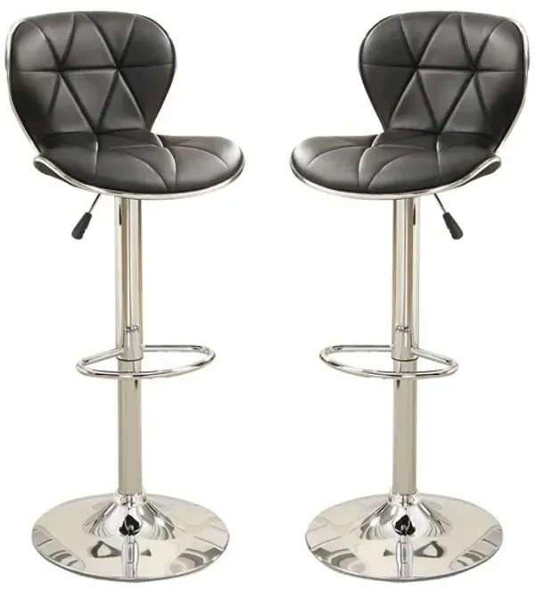Streamdale Set Of 2 Adjustable Black PU Bar Stools, Chrome