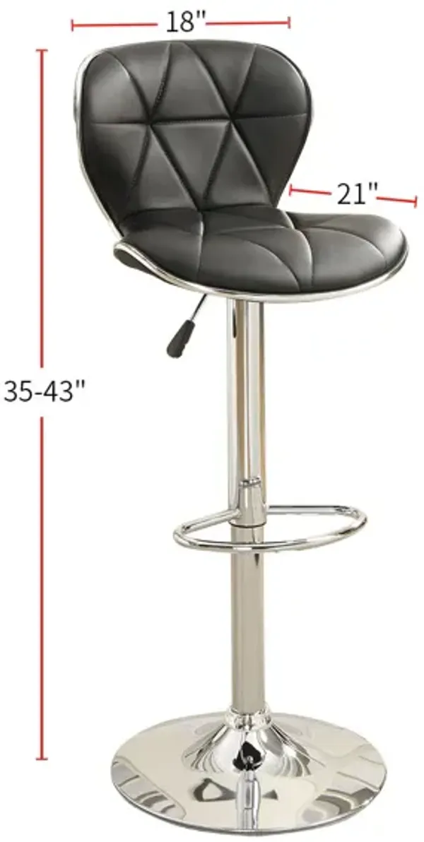 Streamdale Set Of 2 Adjustable Black PU Bar Stools, Chrome