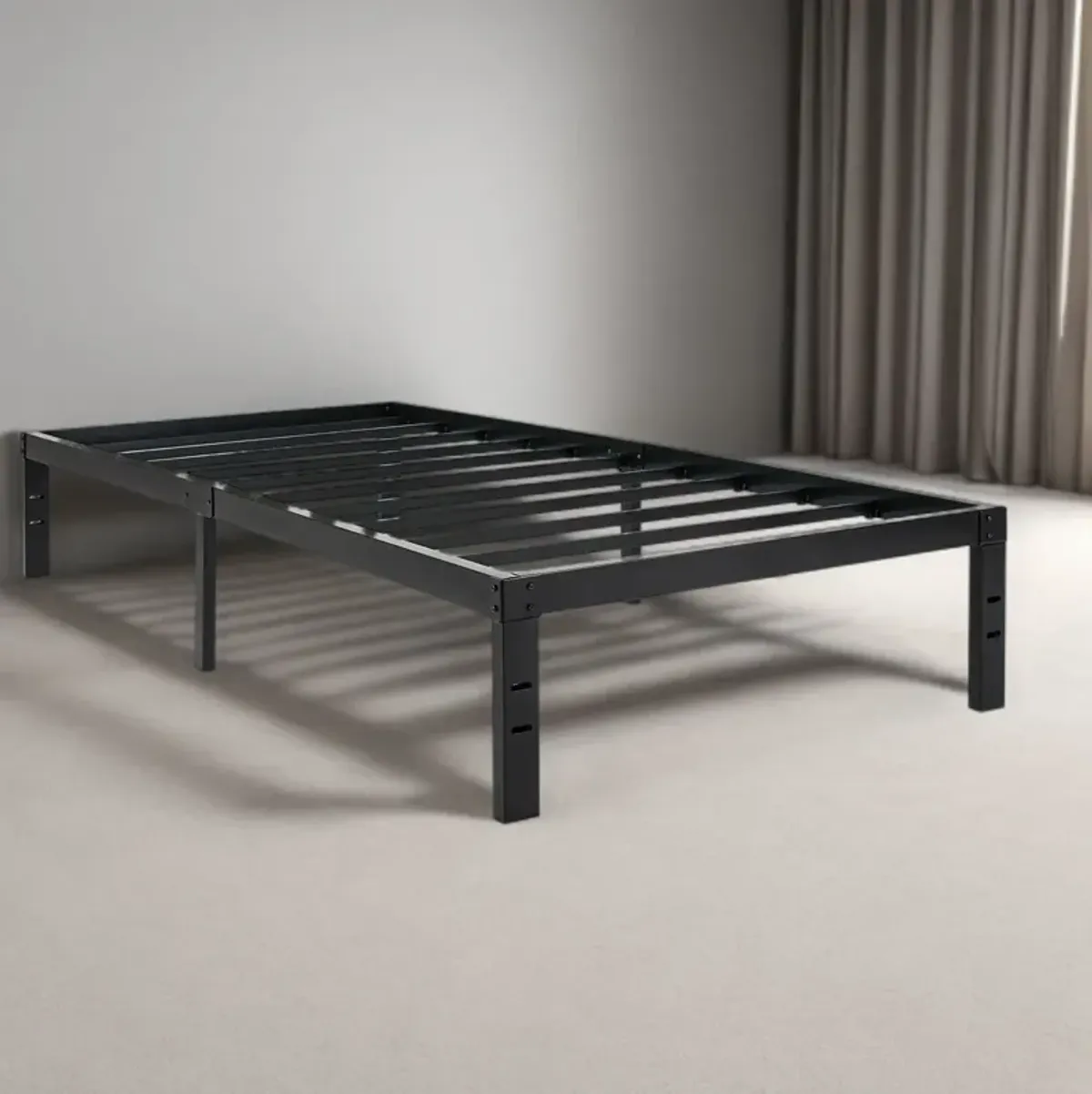 Hivvago Twin XL College Dorm Heavy Duty Black Metal Platform Bed Frame