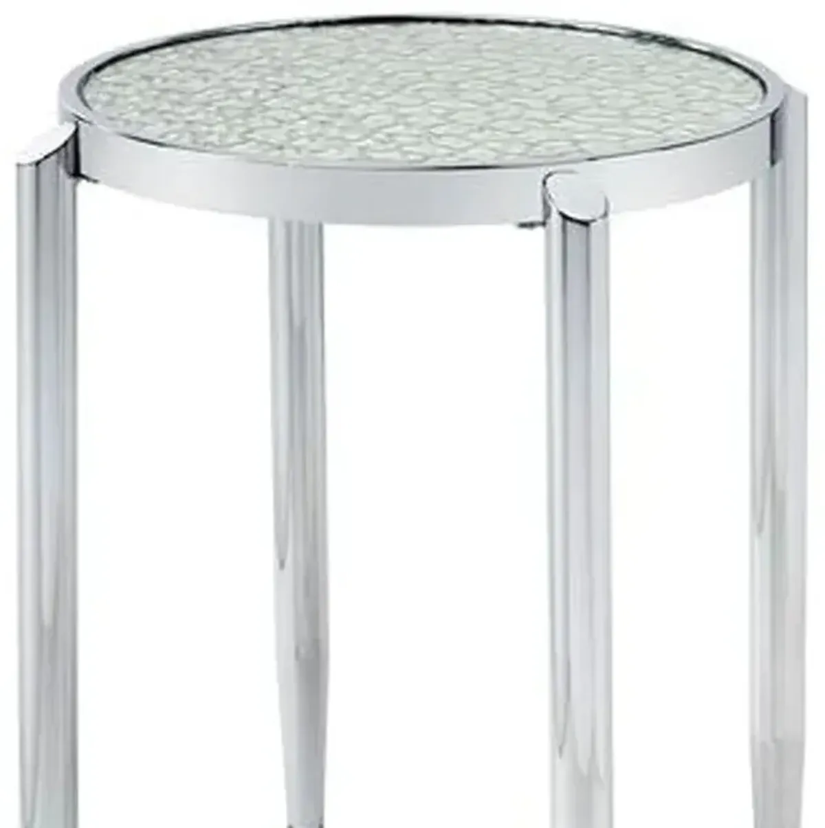 Homezia 25" Silver Mirrored And Metal Round End Table