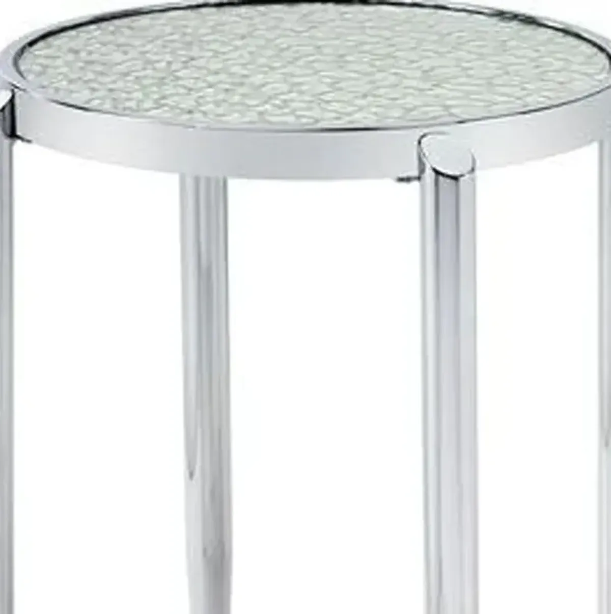 Homezia 25" Silver Mirrored And Metal Round End Table