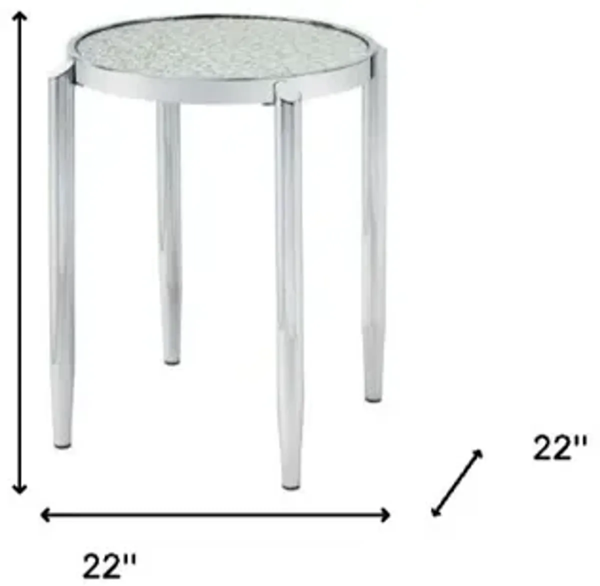 Homezia 25" Silver Mirrored And Metal Round End Table