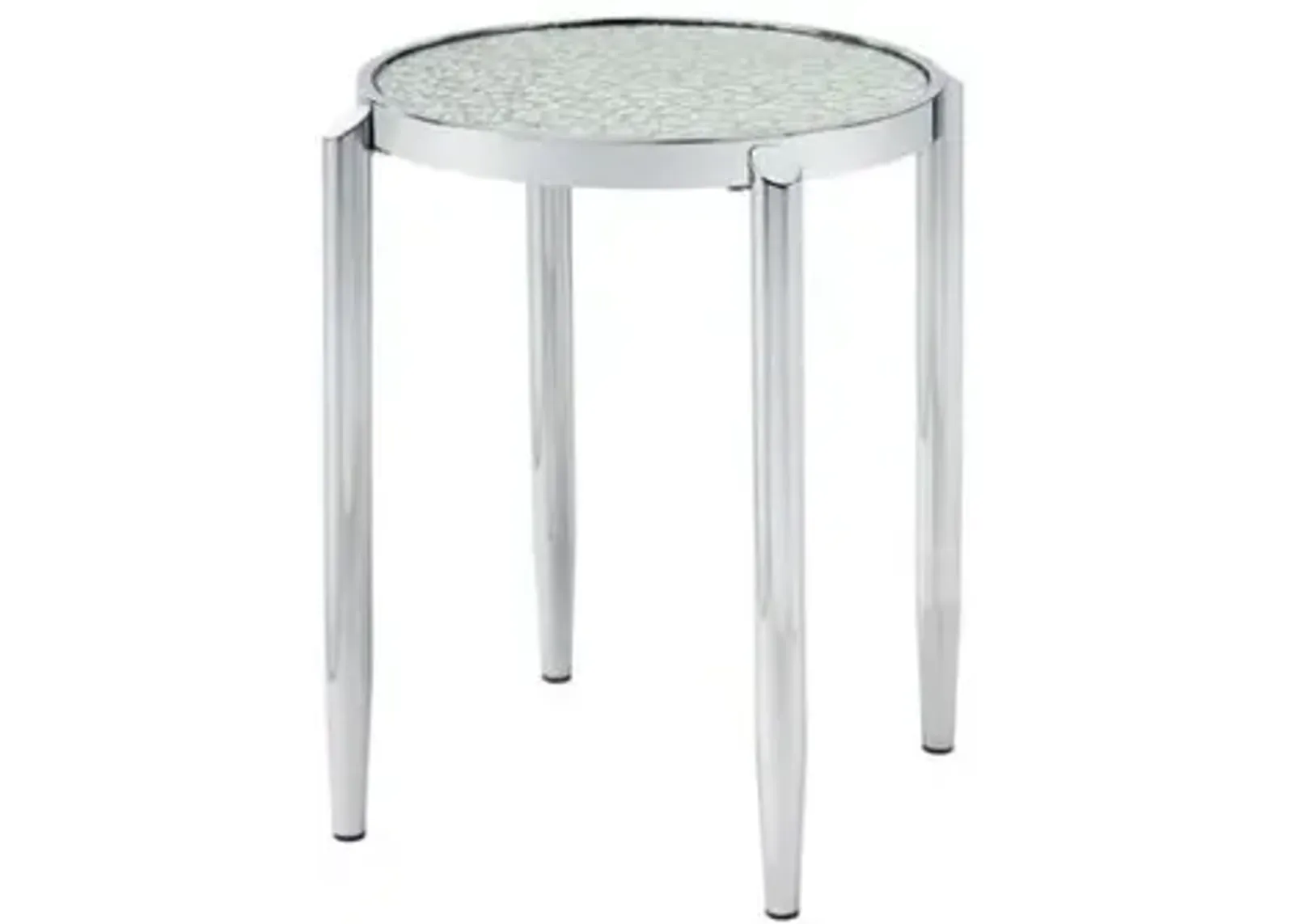 Homezia 25" Silver Mirrored And Metal Round End Table