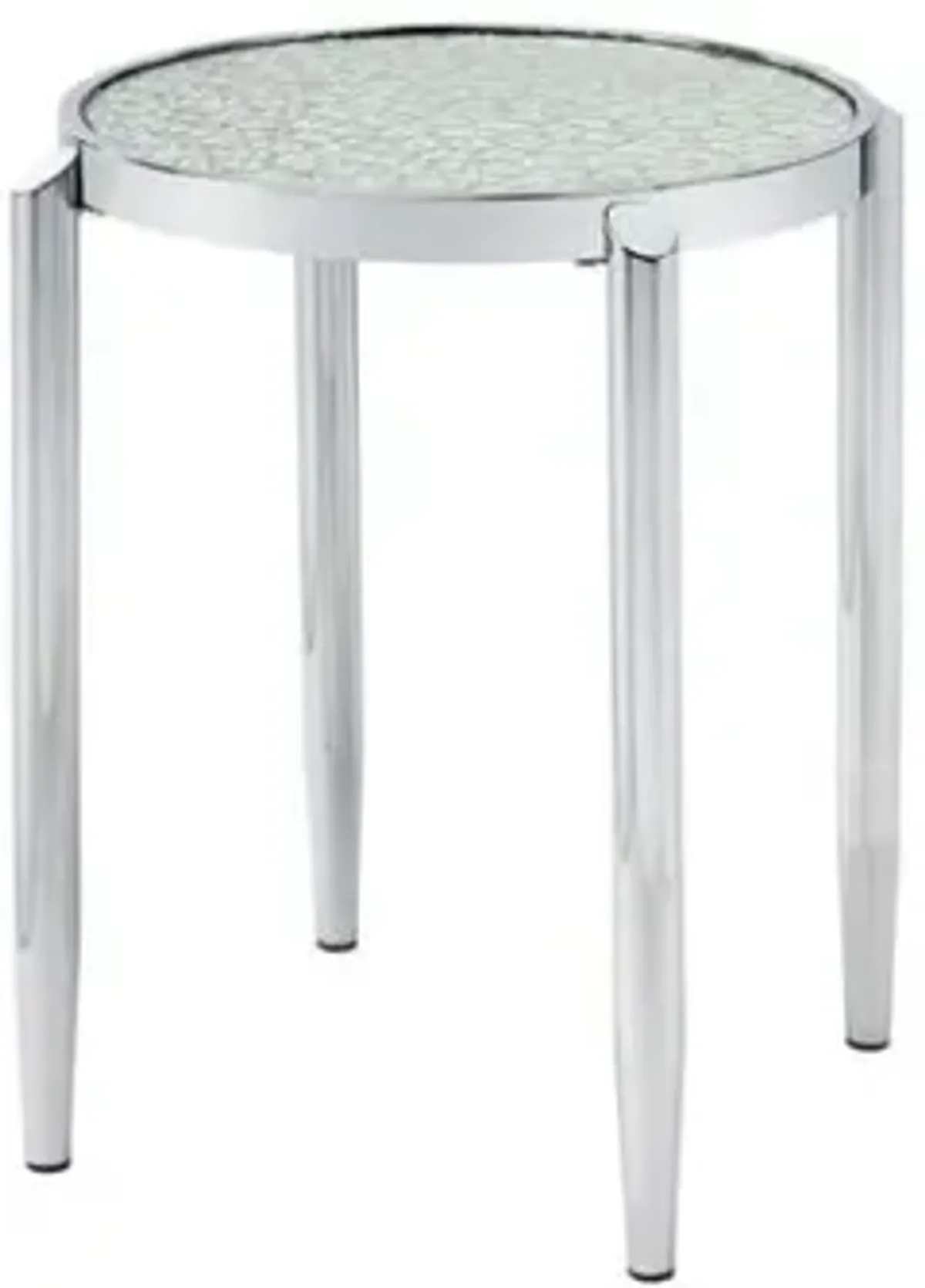 Homezia 25" Silver Mirrored And Metal Round End Table