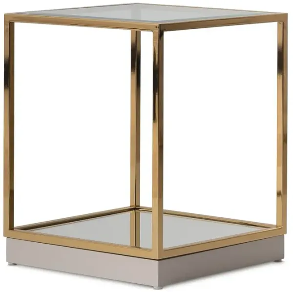 Michael Amini Savannah Breeze End Table - Bright Gold