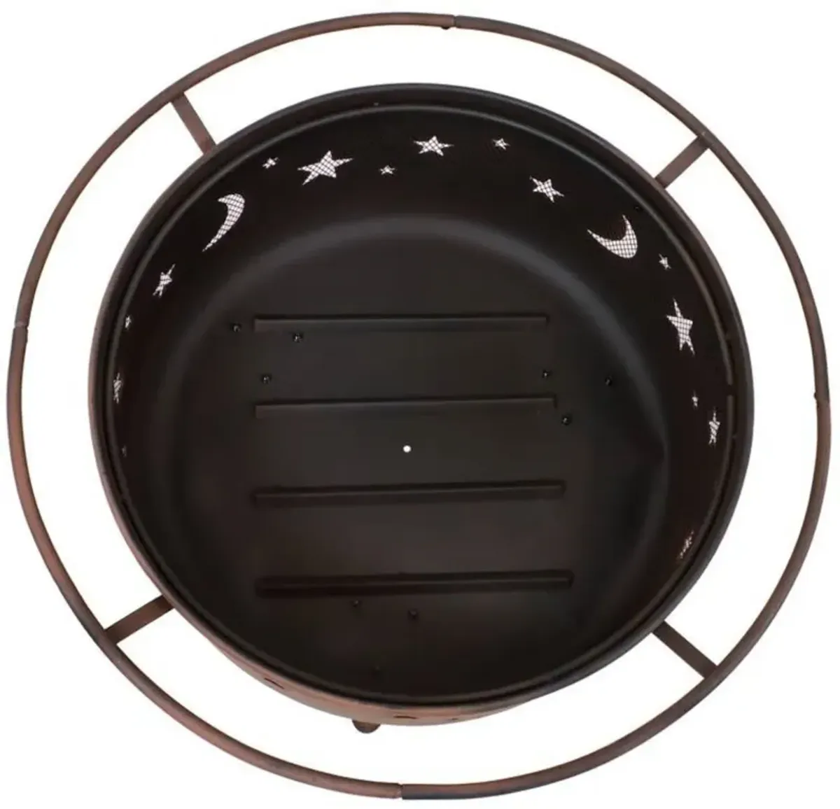 Hivvago Moon Stars Sky Steel Fire Pit Bowl with Screen Cooking Grate and Poker