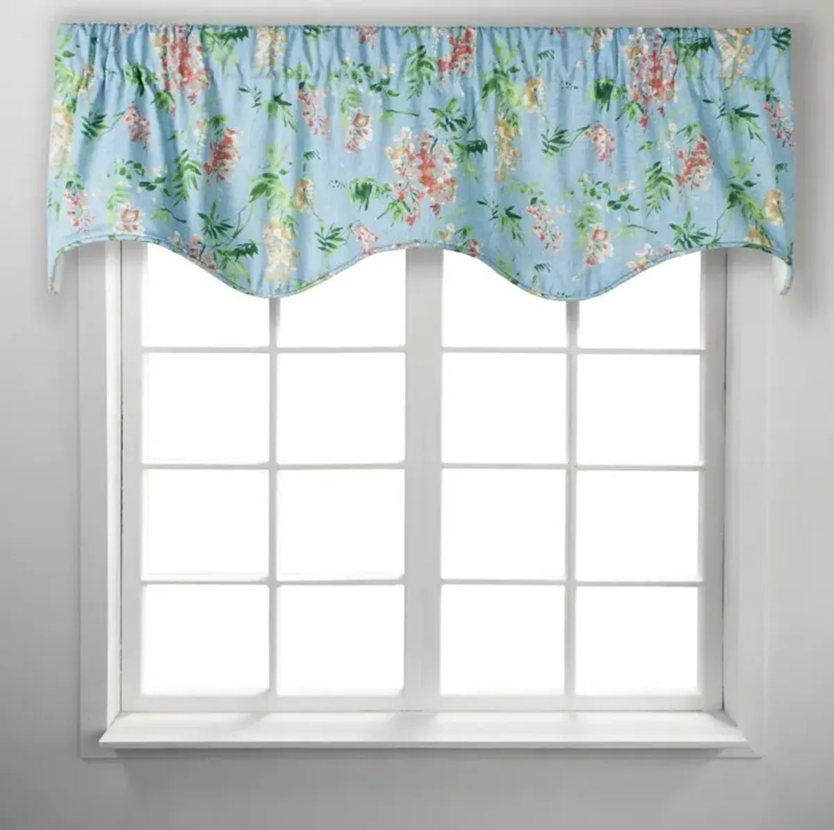 Ellis Curtain Wisteria Lined Light Blocking Window Scallop Valance - 50x15" Turquoise