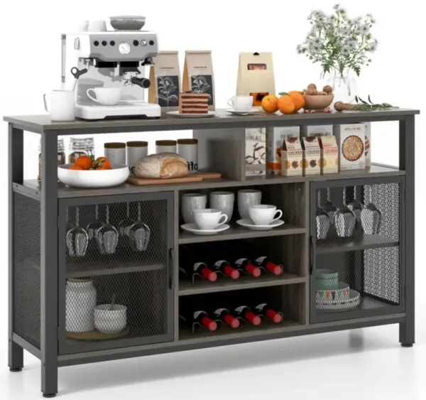Hivvago 55-Inch Buffet Sideboard with 8-Bottle Wine Racks and Wine Glass Holders