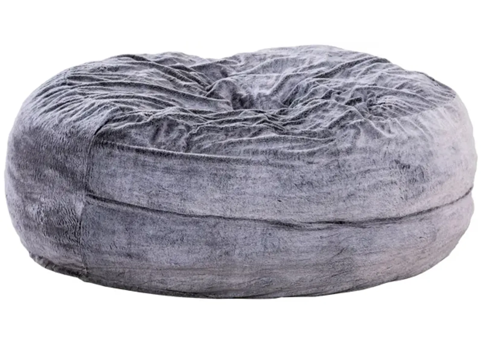 60 Inch Bean Bag, Round Shape, Foam Filling, Polyester Upholstery, Gray - Benzara