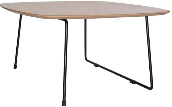 LeisureMod Square Coffee Table with Wood Top and Powder Coated Iron Frame