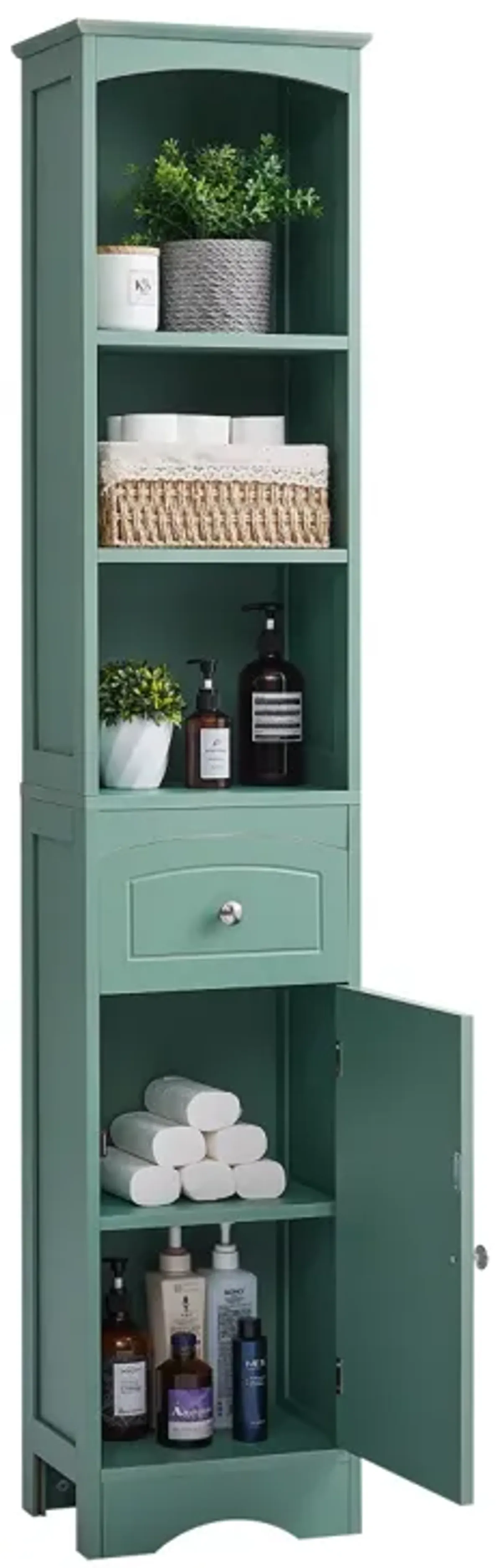 Tall Bathroom Cabinet, Freestanding Storage Cabinet With Drawer, MDF Board, Adjustable Shelf