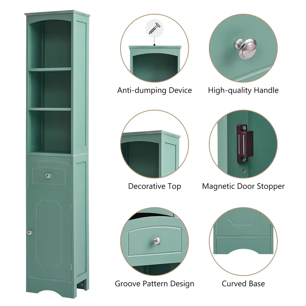 Tall Bathroom Cabinet, Freestanding Storage Cabinet With Drawer, MDF Board, Adjustable Shelf