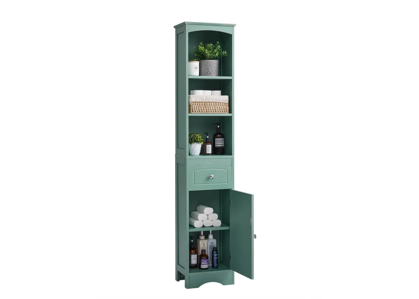 Tall Bathroom Cabinet, Freestanding Storage Cabinet With Drawer, MDF Board, Adjustable Shelf