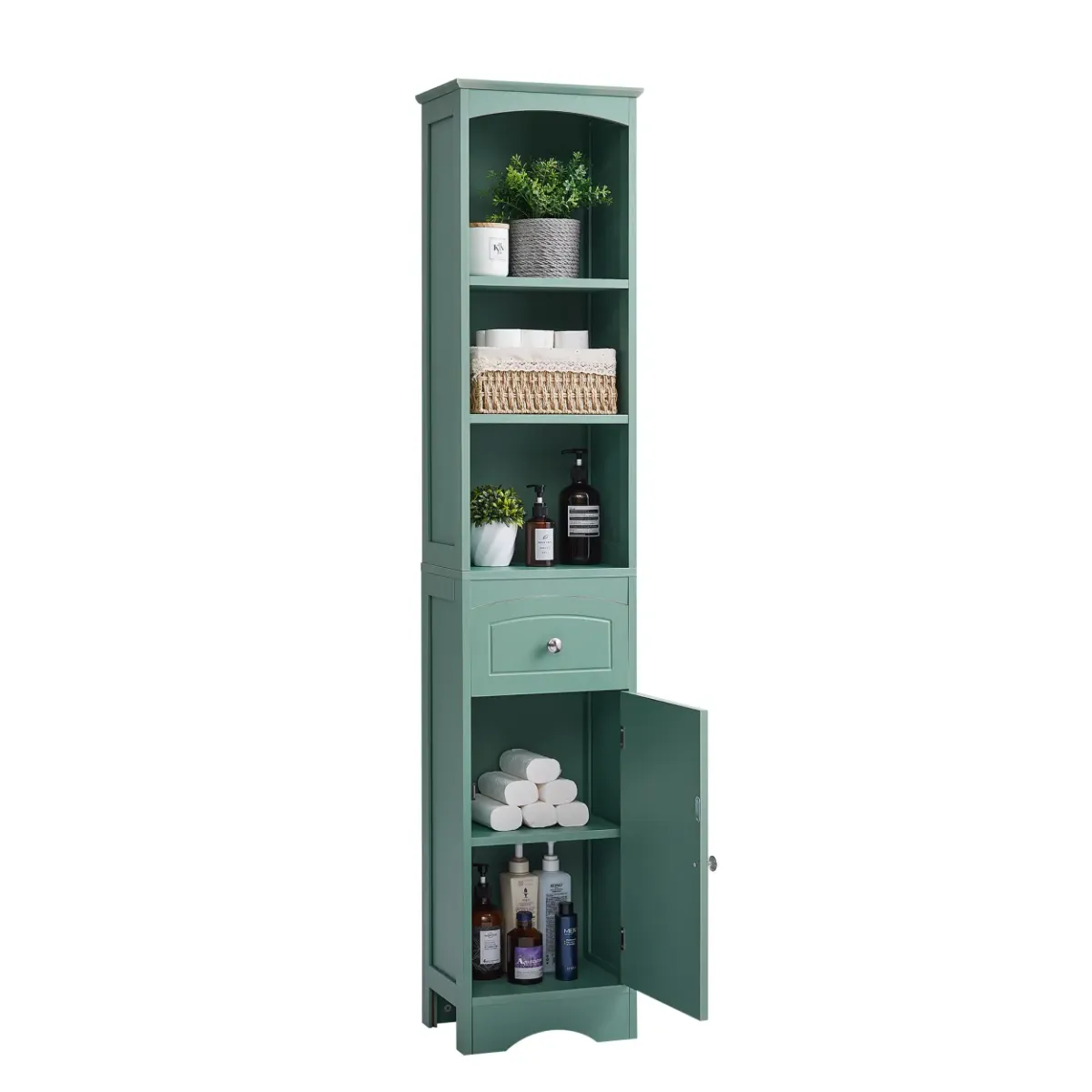 Tall Bathroom Cabinet, Freestanding Storage Cabinet With Drawer, MDF Board, Adjustable Shelf