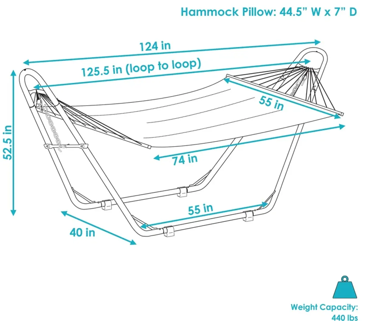 Sunnydaze 2-Person Quilted Hammock with Universal Steel Stand