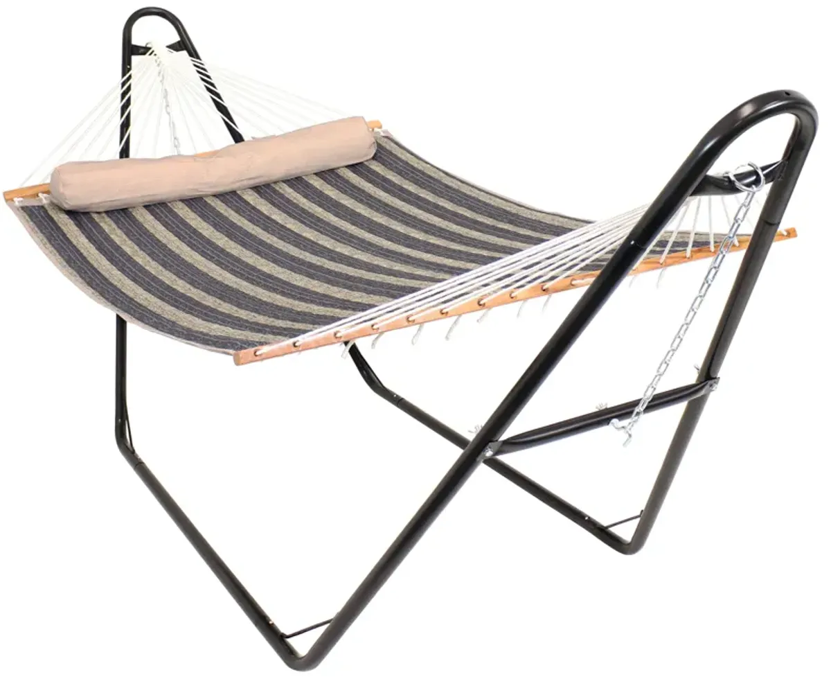 Sunnydaze 2-Person Quilted Hammock with Universal Steel Stand