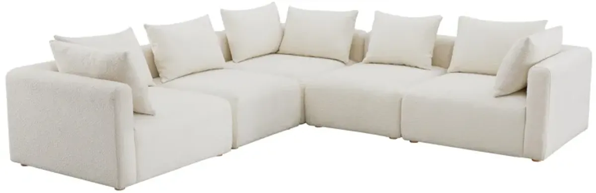 Hangover Cream Linen 5-Piece Modular L-Sectional