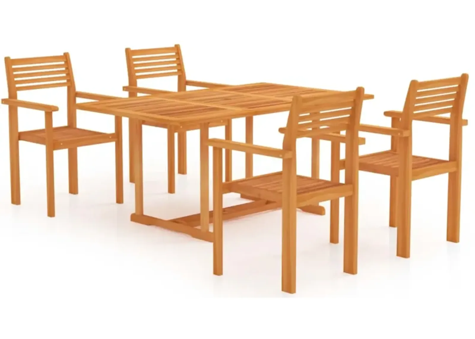 vidaXL 5 Piece Garden Dining Set Solid Teak Wood