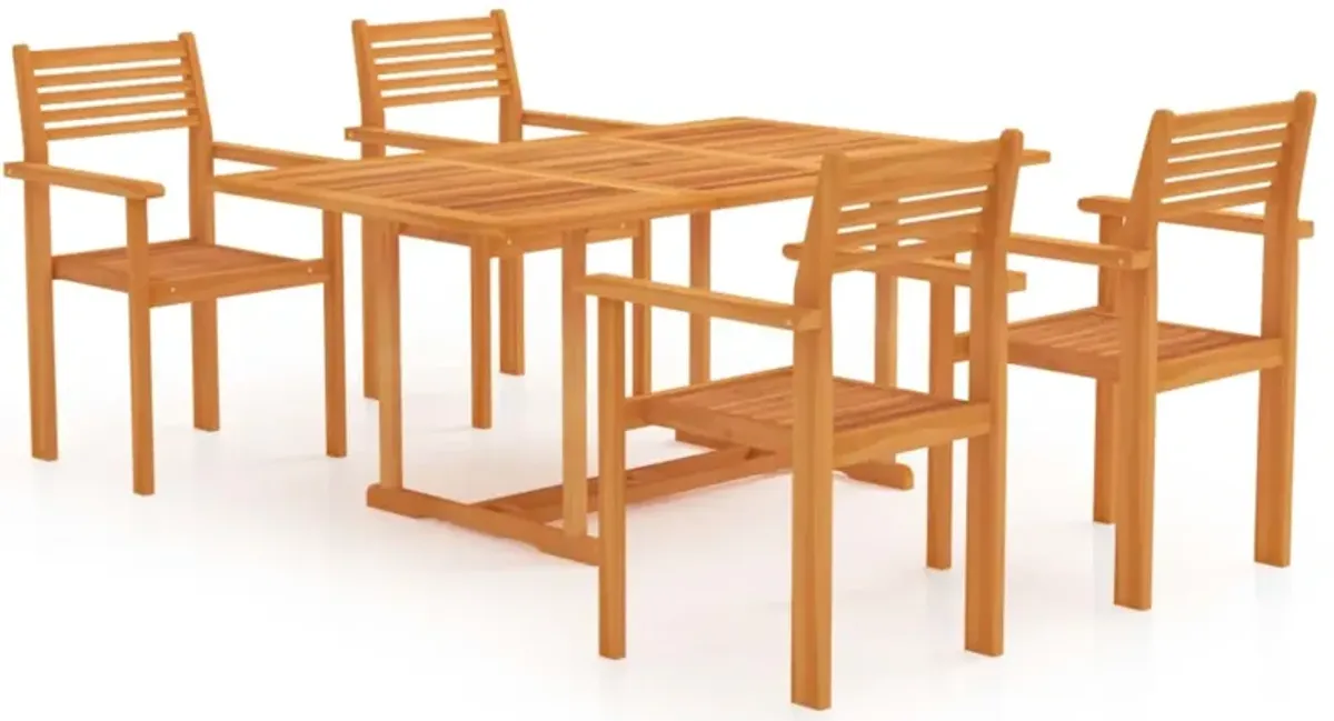 vidaXL 5 Piece Garden Dining Set Solid Teak Wood