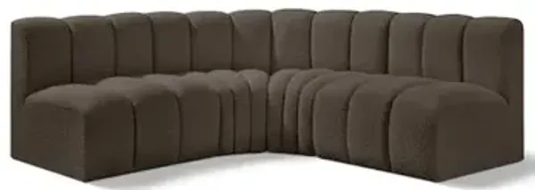 Meridian Furniture Arc Brown Boucle Fabric Modular Sofa
