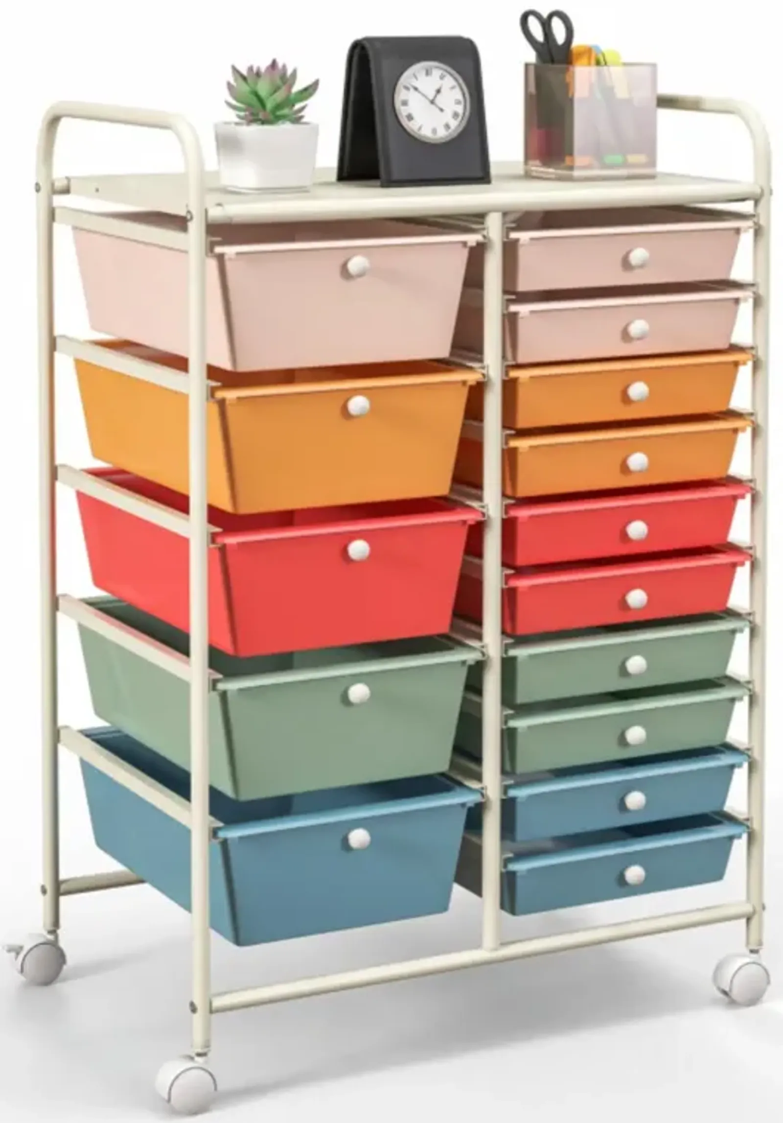 Hivvago 15-Drawer Utility Rolling Organizer Cart Multi-Use Storage