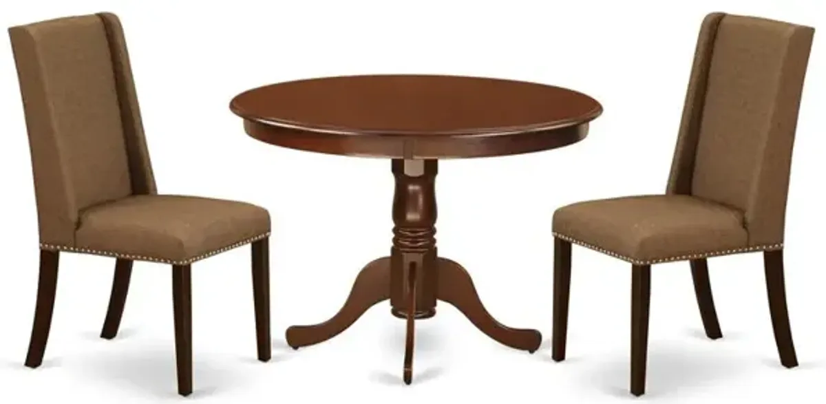 East West Furniture Dining Room Set Mahogany, HLFL3-MAH-18
