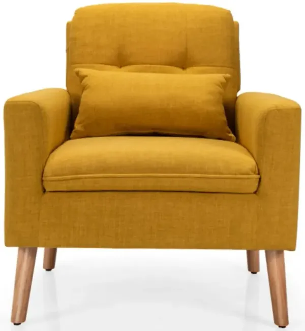 Linen Fabric Single Sofa Armchair with Waist Pillow