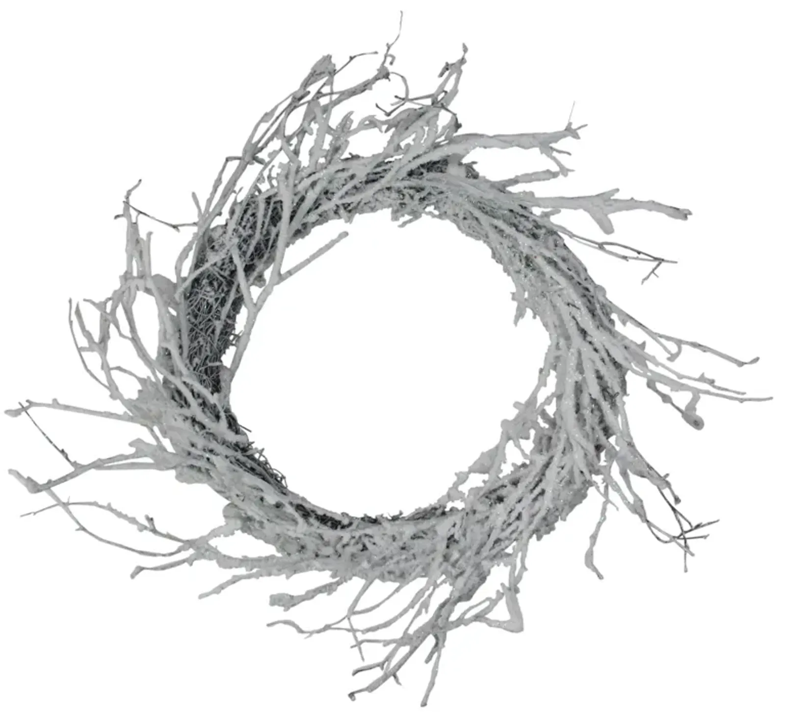 Snow Flocked and Iridescent Glitter Twig Artificial Christmas Wreath - 24-Inch  Unlit