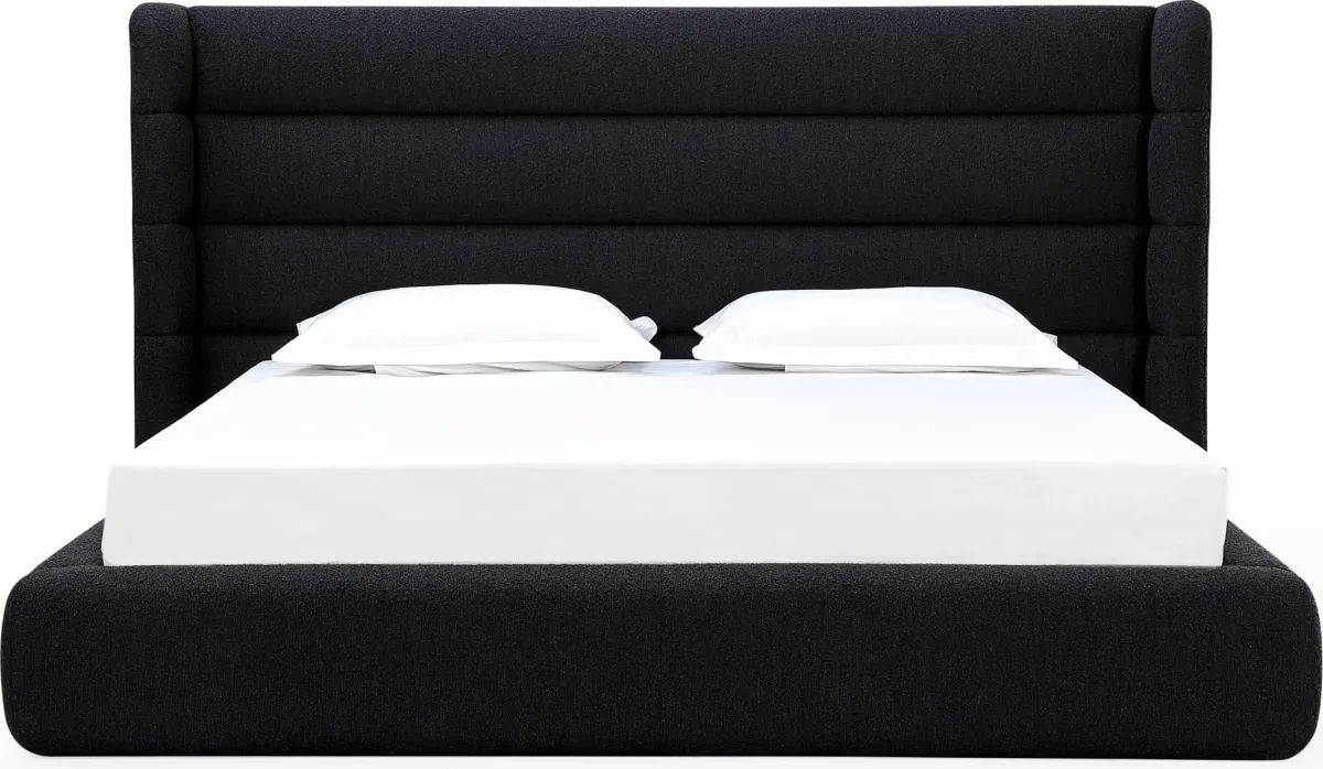 Frank Queen-size Upholstered Wingback Platform Bed in Ember Boucle