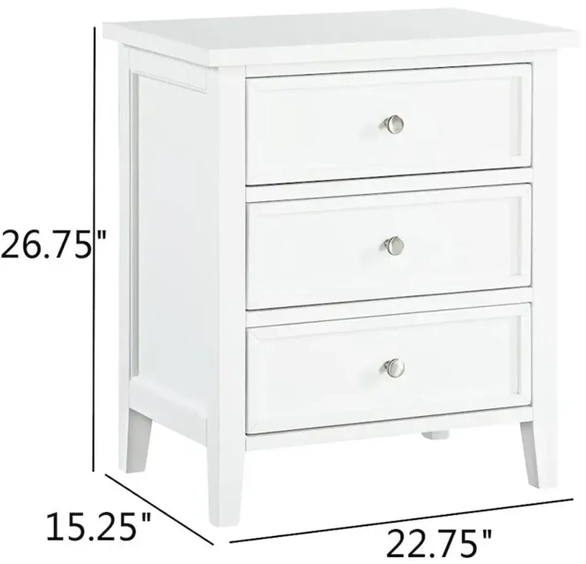 Comfort Pointe Lennon 3-drawer Nightstand - White