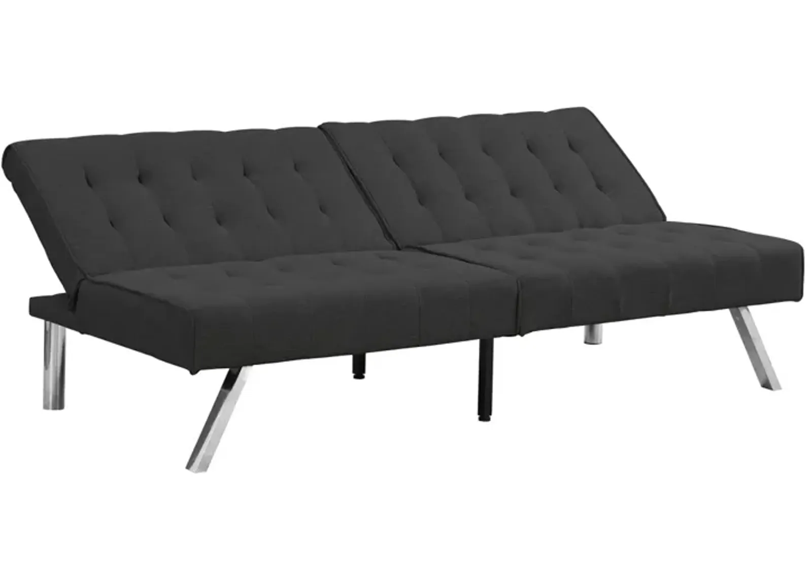 Wood Frame, Stainless Leg, Futon, Sofa Bed Black PVC