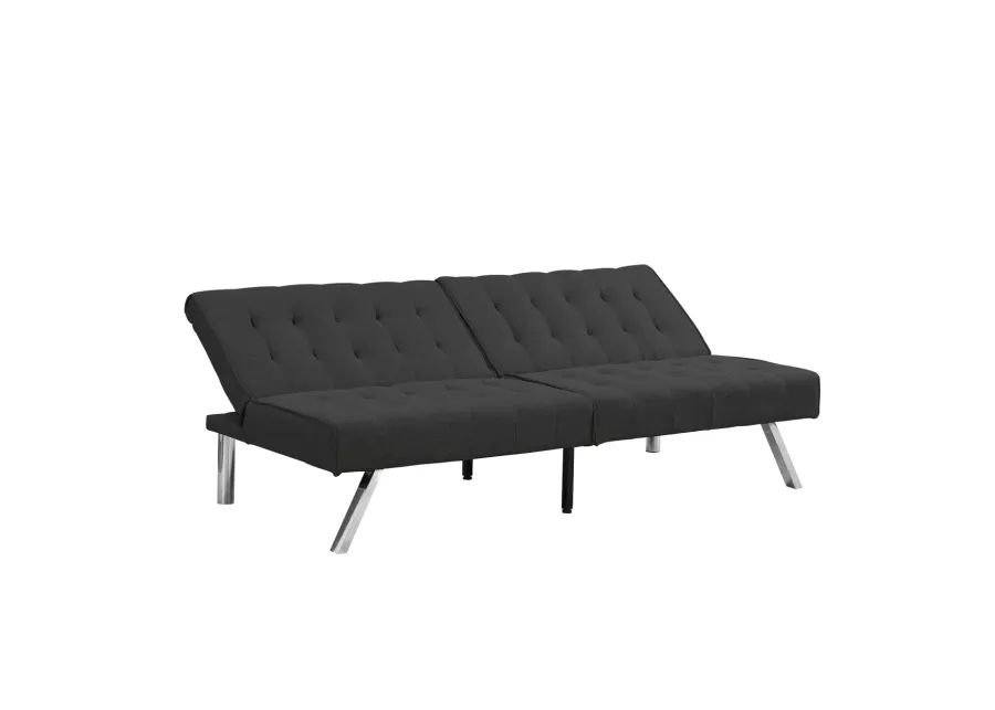 Wood Frame, Stainless Leg, Futon, Sofa Bed Black PVC