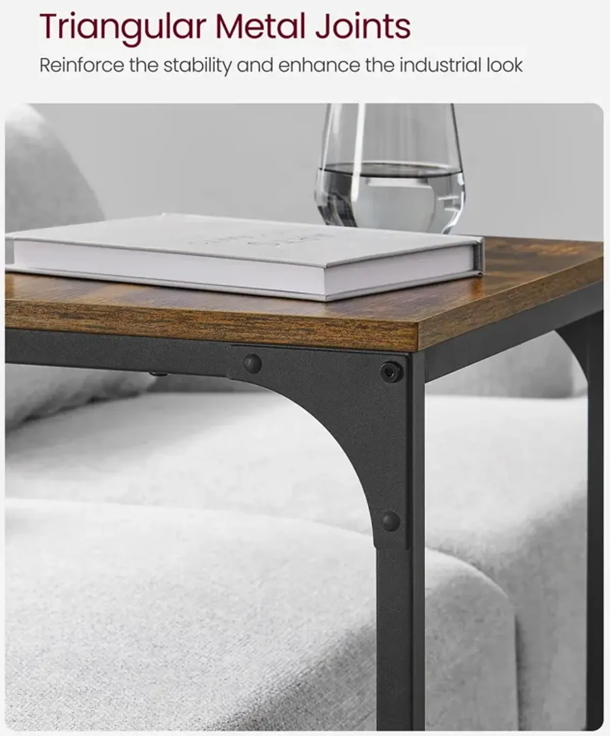 Sofa Side Table with C-Shaped Metal Frame Design