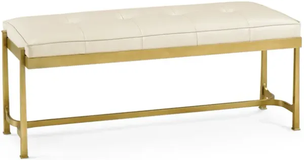 Luxe Gilded Iron & Cream Leather Bench
