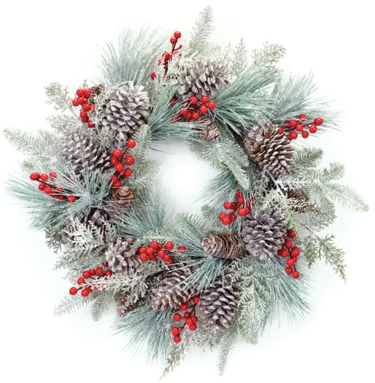 Pine, Berry, and Cone Wreath for Holiday and Winter Home Décor