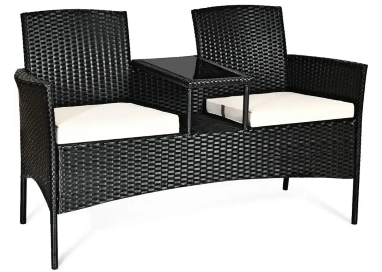 Hivvago Wicker Patio Conversation Furniture Set with Removable Cushions and Table