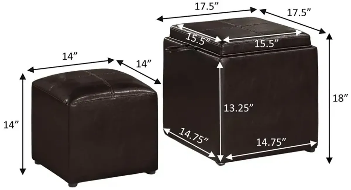 Convience Concept, Inc. Park Avenue Single Ottoman with Stool and Reversible Tray