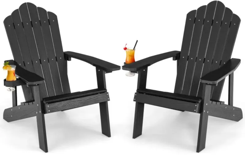 Hivago Weather Resistant HIPS Outdoor Adirondack Chair with Cup Holder