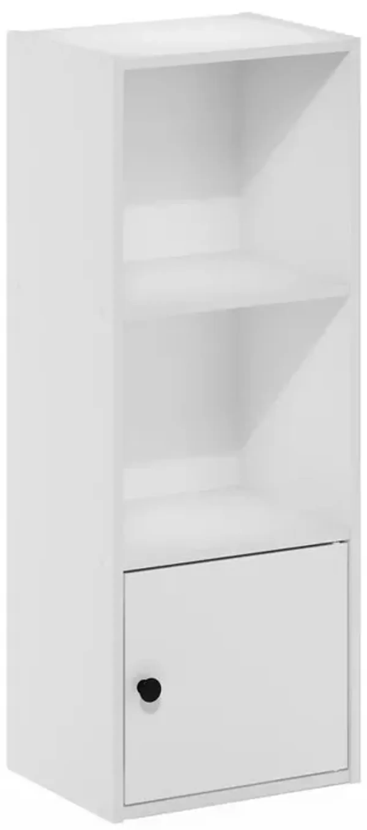 Furinno Luder 3-Tier Shelf Bookcase with 1 Door Storage Cabinet, White