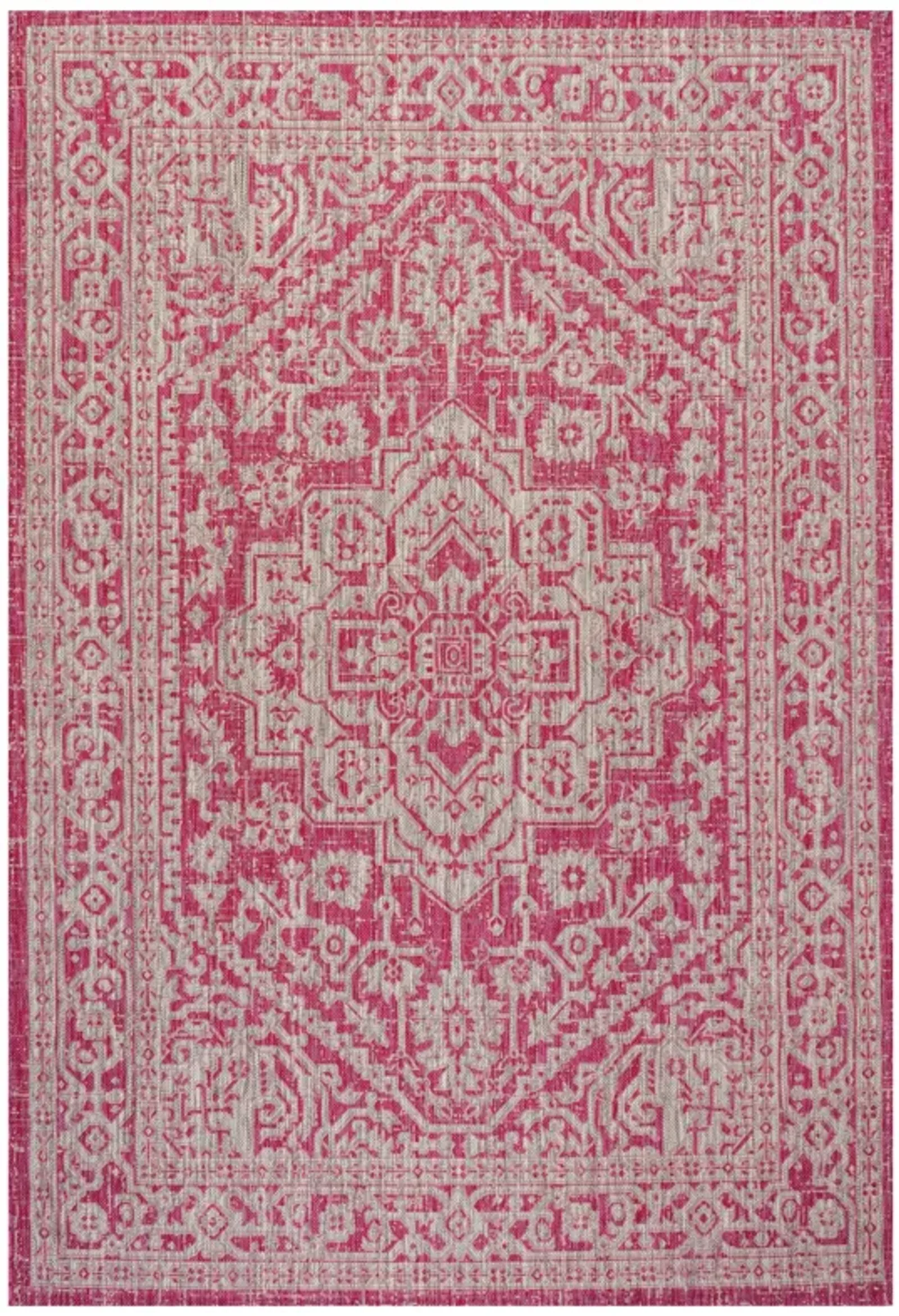 Sinjuri Medallion Textured Weave Indoor/Outdoor Area Rug