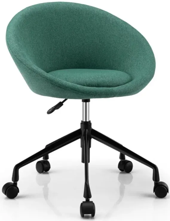 Hivago Adjustable Swivel Accent Chair Vanity Chair with Round Back-Green