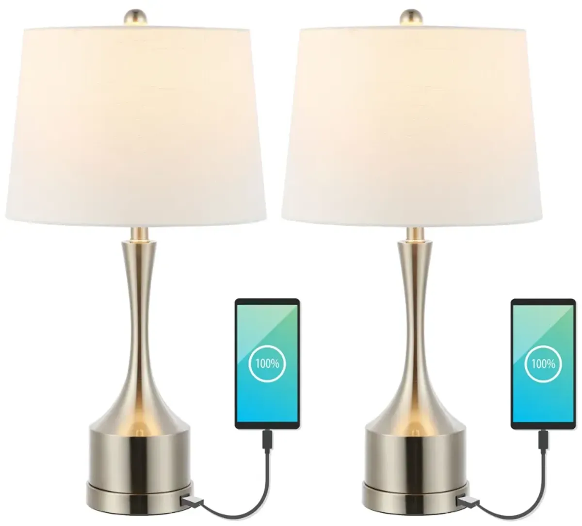 Cooper Classic French Country Iron LED Table Lamp with USB Charging Port (Set of 2)