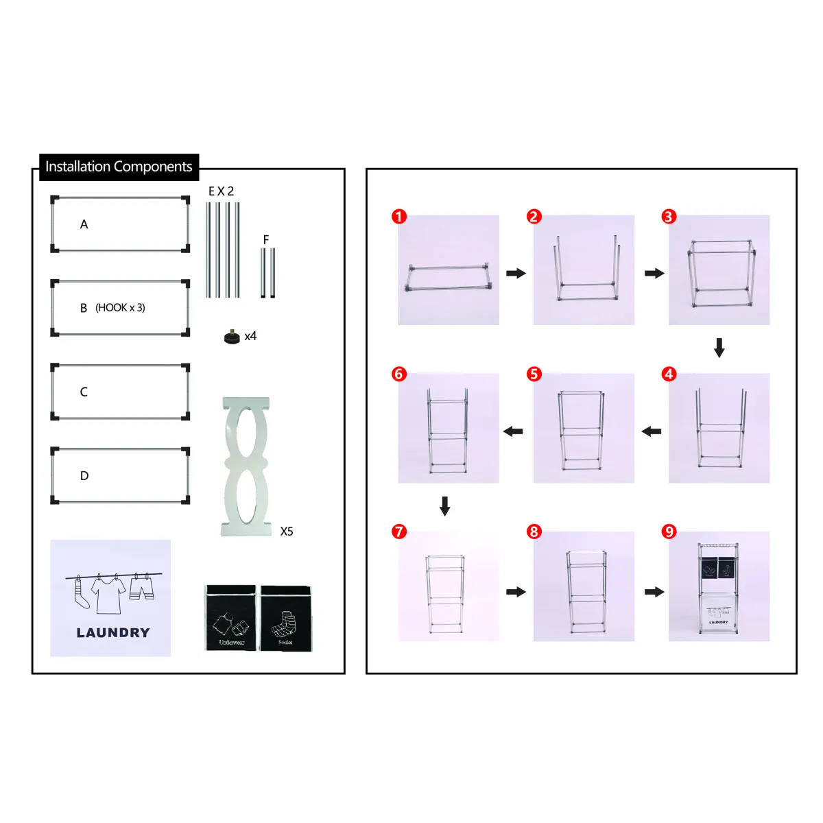 Heavy Duty Clothing Garment Rack, Freestanding Clothing Rack, Portable Closet Wardrobe with 1 Adjustable Wire shelves 1 Clothe Rod for Hanging Clothes, Black