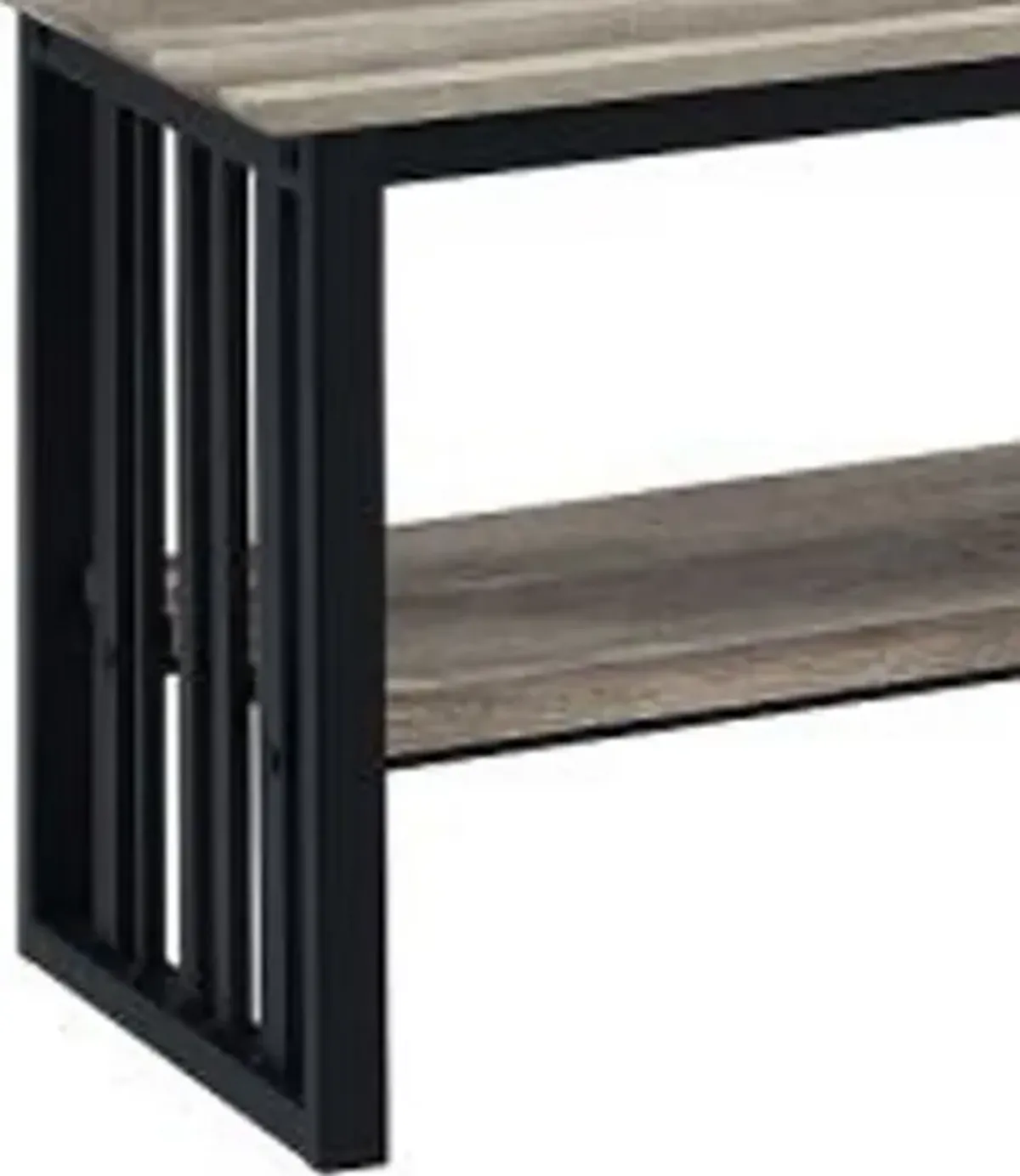 Nori 70 Inch TV Media Entertainment Console, Metal Base, Oak Brown, Black - Benzara