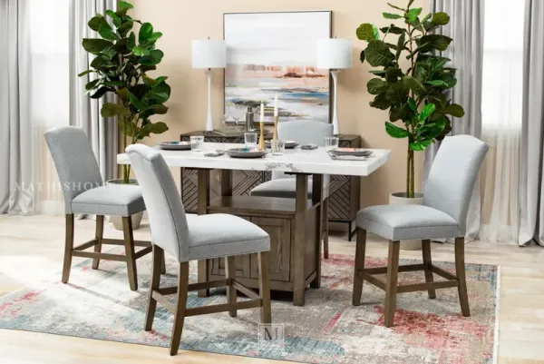 Rustic Farmhouse 5-Piece Pub Table and Chair Set