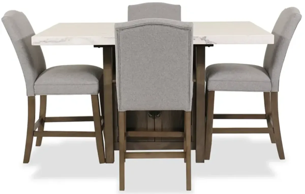 Rustic Farmhouse 5-Piece Pub Table and Chair Set