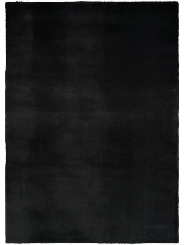 Soft Plush Rabbit Fur SFF01 Black 4' x 6' Rug