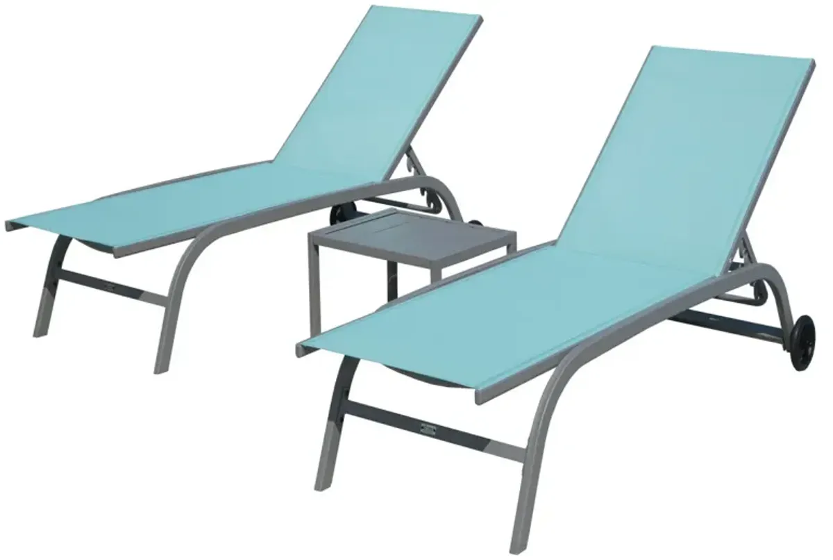 Turquoise Blue Outdoor Chaise Lounge Set